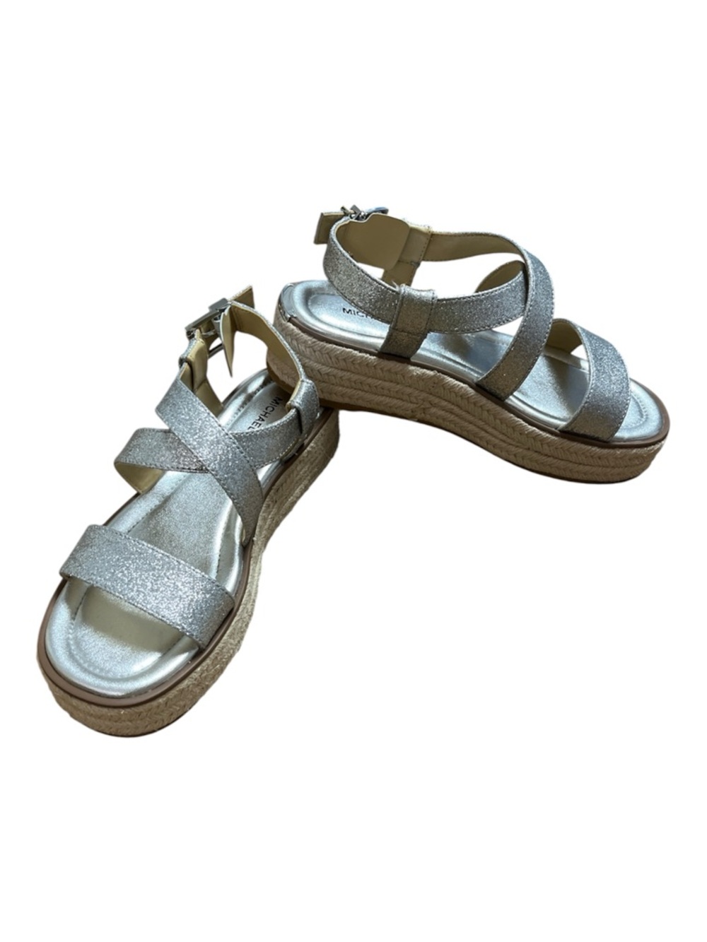 Michael Kors Silver Glitter Crisscross Sandals